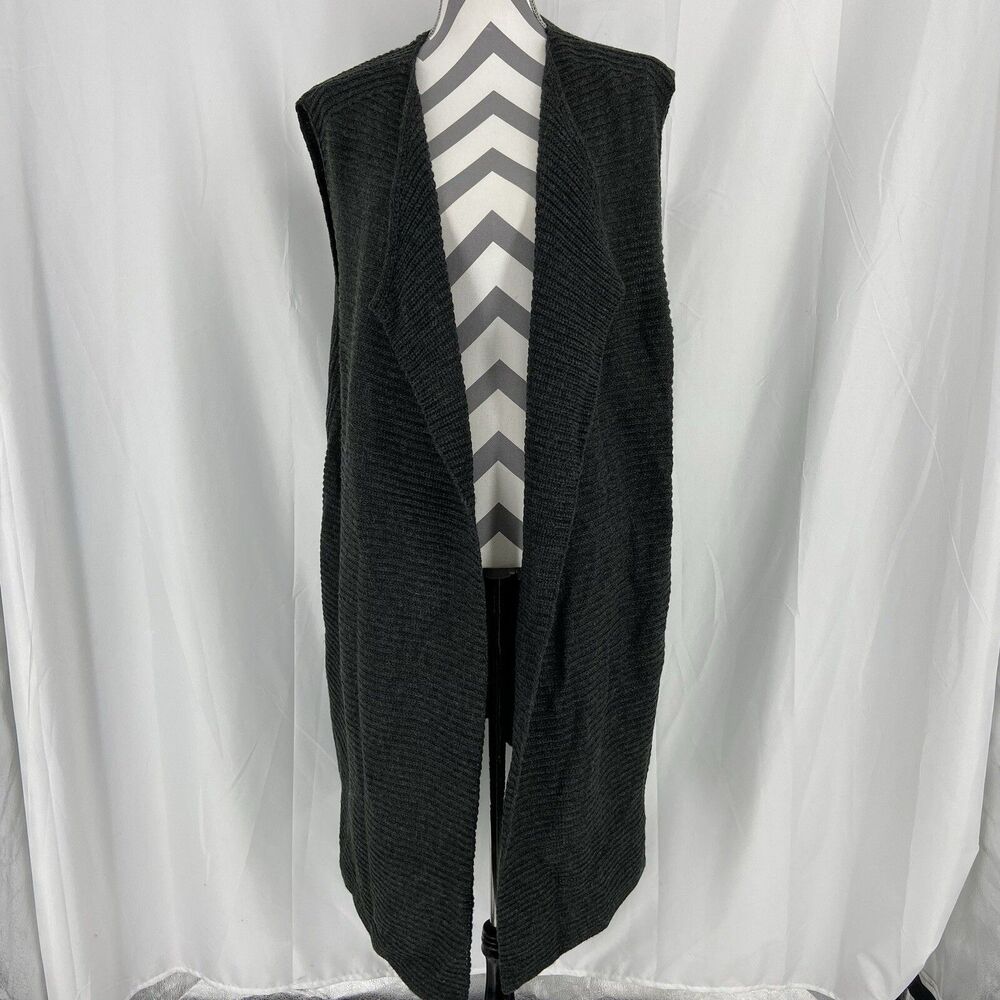 Woman Within Women's Size 1x 22/24 Open Front Cardigan Knit Sweater Long Gray